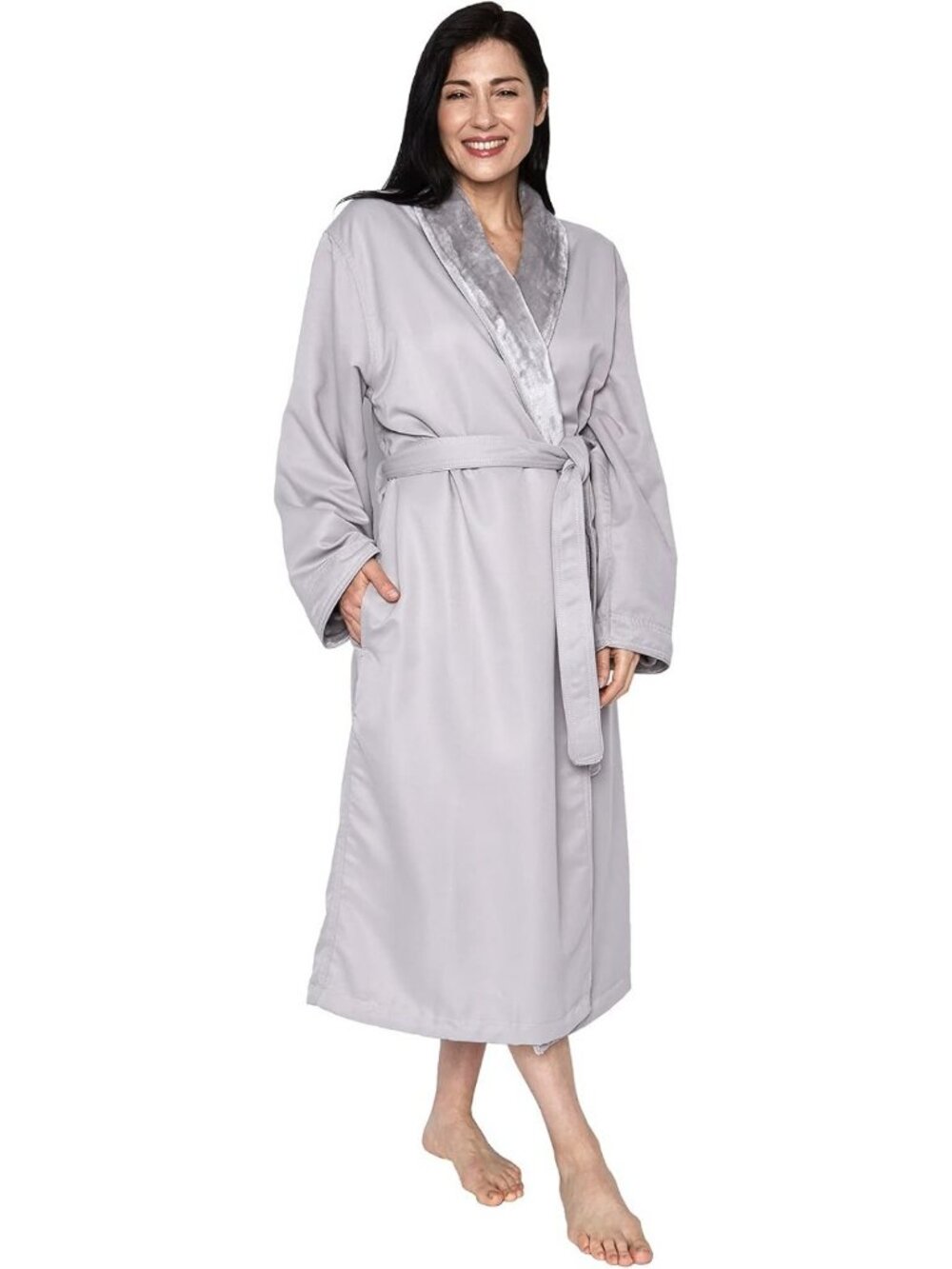 Cozy Unisex Microfiber Spa Robe with Shimmer Lining & Shawl Collar - Perfect